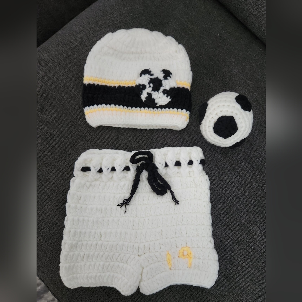Handmade Knitted Newborn Soccer Outfit